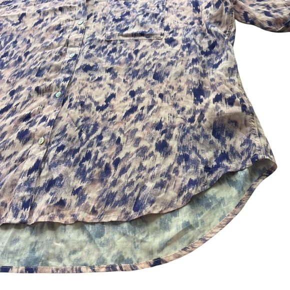 Rails Womens L Purple Pink Ikat Print Long Sl Collared Shell Button Front Blouse - Picture 10 of 16